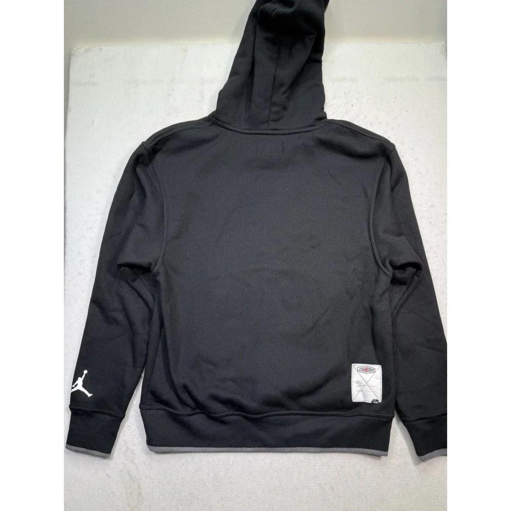 Air Jordan Hoodie Men's M Waffle‎ Knit Spell Out Black White Heavyweight Thermal